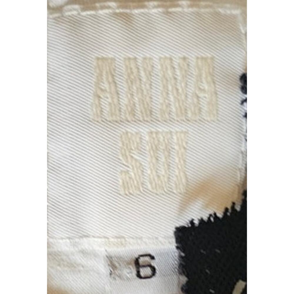 Anna Sui Mini Dress Black Cream Combo Sleeveless Lace Lined  Womens Sz 6 - Picture 3 of 5